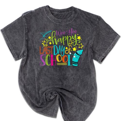 Happy Last Day Of School Student Teacher Graduation Mineral Wash Tshirts - Best Gift Smart