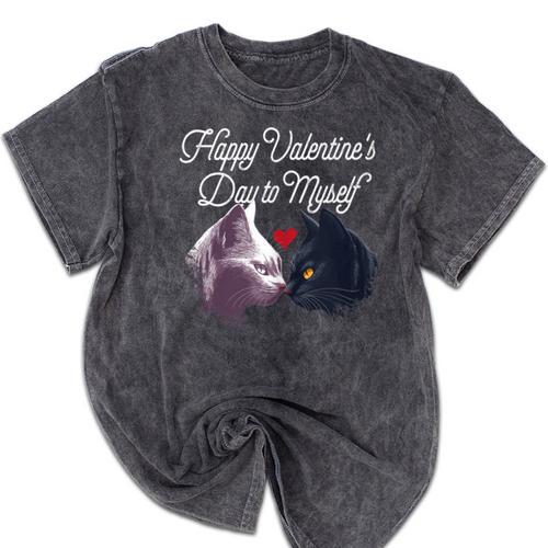 Happy Valentines Day Self Introvert Humor Antisocial Mineral Wash Tshirts - Raresse