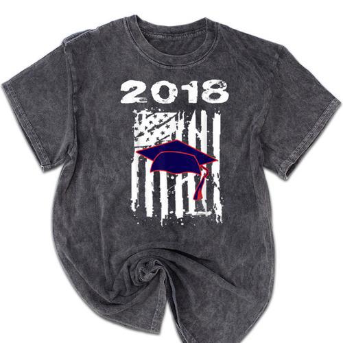 High School Graduation T Shirt Flag College Graduation Mineral Wash Tshirts - Best Gift Smart