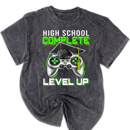 High School Level Complete Class Of 2024 Graduation Mineral Wash Tshirts - Best Gift Smart