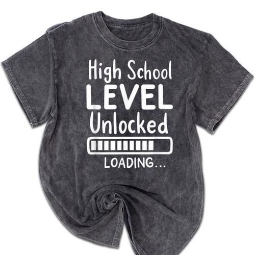 High School Level Unlocked Gamer Graduation Apparel Mineral Wash Tshirts - Best Gift Smart