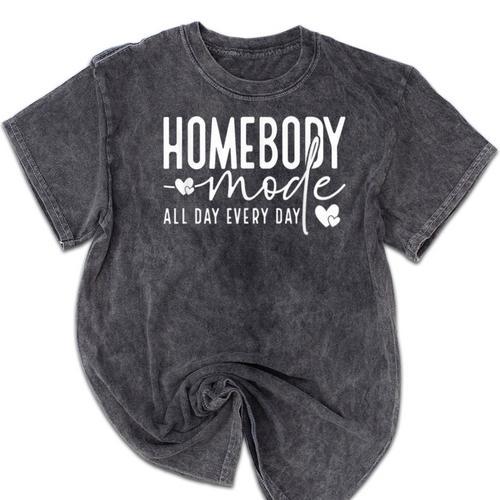 Homebody Introvert Cozy Trendy Indoorsy Homebody Mineral Wash Tshirts - Raresse