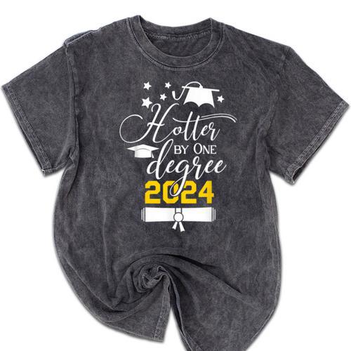 Hotter By One Degree Senior 2024 Class Of 2024 Graduation Mineral Wash Tshirts - Best Gift Smart