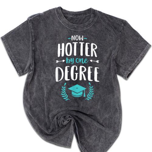Now Hotter By One Degree Shirt Class Of 2024 Graduation Mineral Wash Tshirts - Best Gift Smart