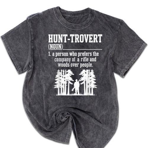 Huntrovert Introvert Hunting Mineral Wash Tshirts - Raresse