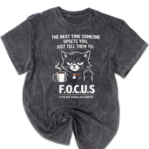 Introvert Cat Coffee Sarcastic Dark Humor Focus Meme Graphic Mineral Wash Tshirts - Raresse
