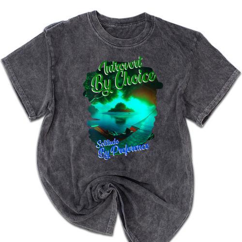 Introvert Choice Solitude By Preference Mineral Wash Tshirts - Raresse