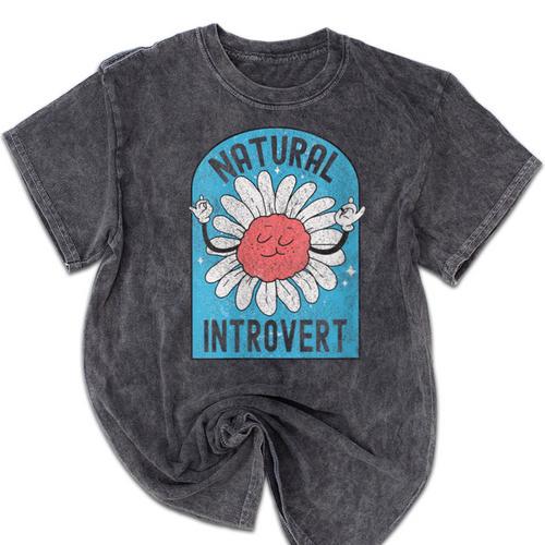 Introvert Cute Anti-Social Shy Person Inner Strength Mineral Wash Tshirts - Raresse