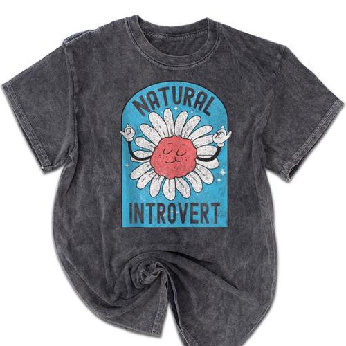 Introvert Cute Anti-Social Shy Person Inner Strength Mineral Wash Tshirts - Raresse