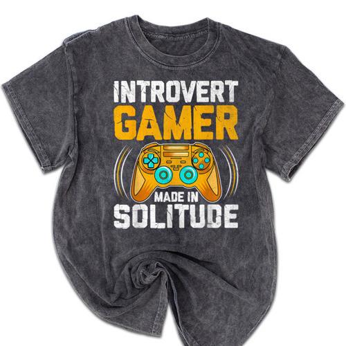 Introvert Gamer Video Games Anti Social Team Player Mineral Wash Tshirts - Raresse