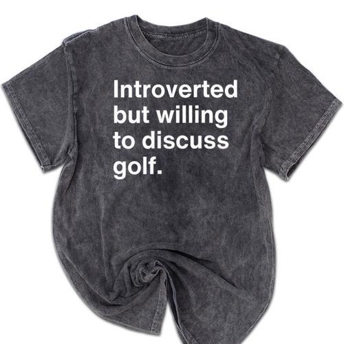 Introvert Golf Introverted Golfer Mineral Wash Tshirts - Raresse