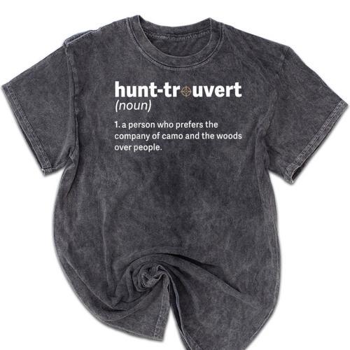 Introvert Hunter Definition Sarcastic Wildlife Hunting Humor Mineral Wash Tshirts - Raresse