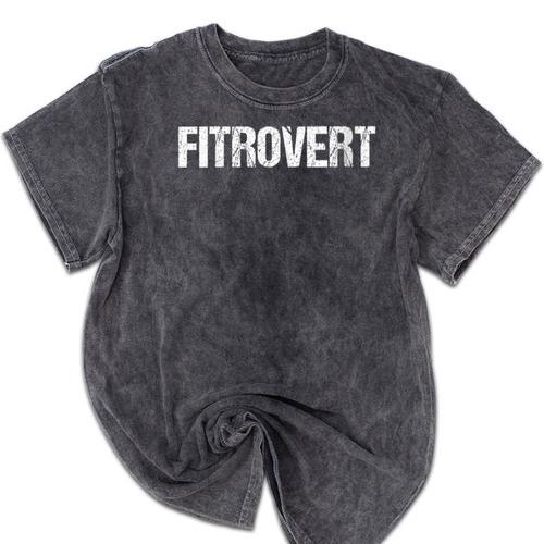 Introvert Person Fitness Gym Workout Fitrovert Mineral Wash Tshirts - Raresse