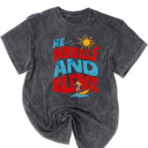 Introvert Relaxation Me Myself And Silence Summer Vacation For Men Women Mineral Wash Tshirts - Raresse