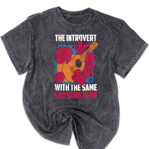 Introvert Singers Singing Sad Song Classical Music Lovers Mineral Wash Tshirts - Raresse