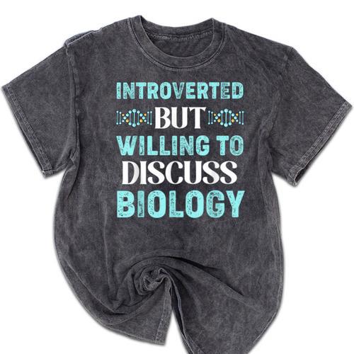 Introverted Biology Science Biologist Introverts Mineral Wash Tshirts - Raresse