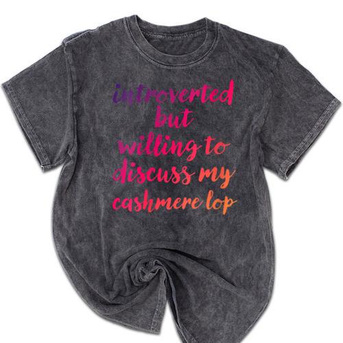 Introverted Willing To Discuss Cashmere Lop Introvert Mineral Wash Tshirts - Raresse