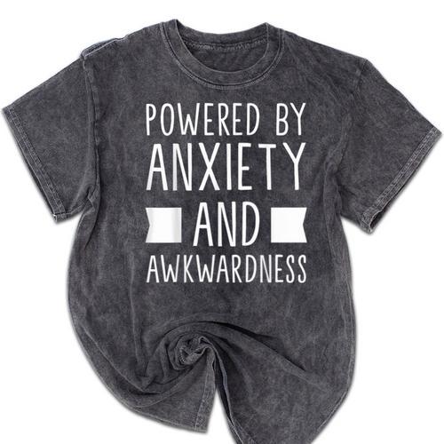 Introverts Social Anxiety Powered By Anxiety And Awkwardness Mineral Wash Tshirts - Raresse