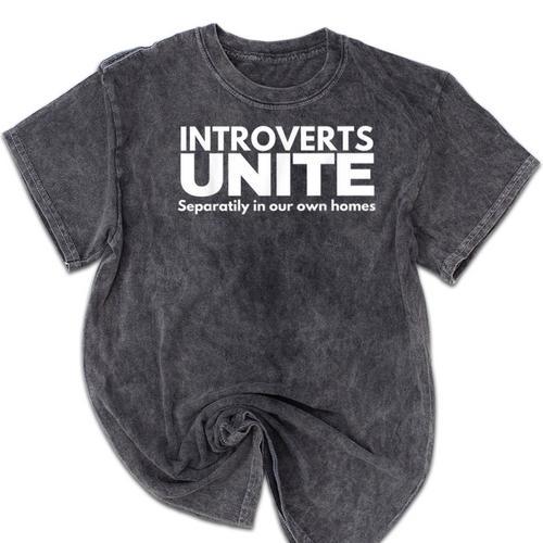 Introverts Unite Mineral Wash Tshirts - Raresse