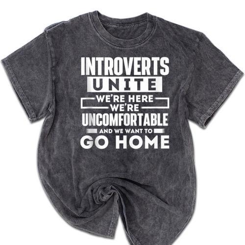 Introverts Unite Quiet Observer Introverted Antisocial Mineral Wash Tshirts - Raresse