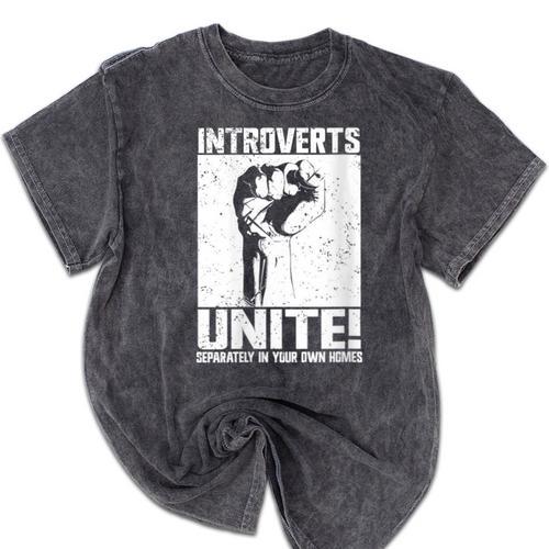 Introverts Unite Separately In Your Own Homes Introvert Mineral Wash Tshirts - Raresse
