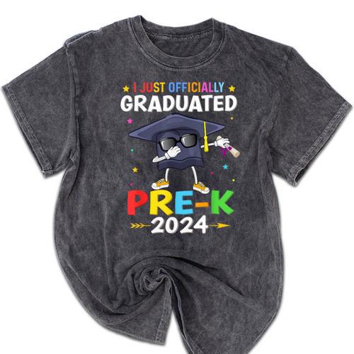 I Just Officially Graduated Pre k Graduation 2024 Pre-K Kids Mineral Wash Tshirts - Best Gift Smart