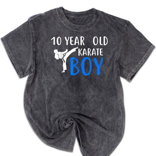 Karate Boy 10 Year Old Kids Shirt Graduation Mineral Wash Tshirts - Best Gift Smart