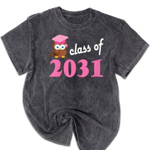 Kids Class Of 2031 Back To School Graduation T-Shirt Mineral Wash Tshirts - Best Gift Smart