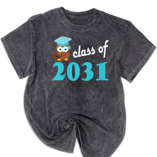 Kids Class Of 2031 Graduation Year T-Shirt Back To School Mineral Wash Tshirts - Best Gift Smart