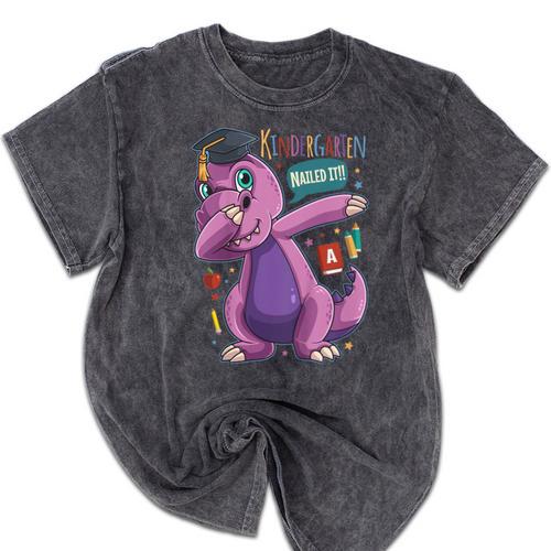 Kids Dabbing T Rex Graduation Kindergarten Class Of 2019 Mineral Wash Tshirts - Best Gift Smart