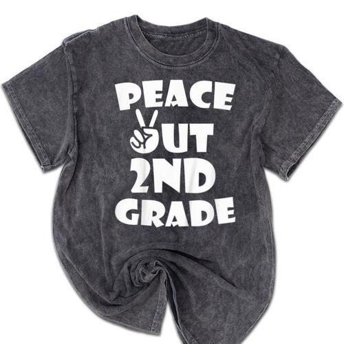 Kids Peace Out 2ND Grade For Graduation Mineral Wash Tshirts - Best Gift Smart