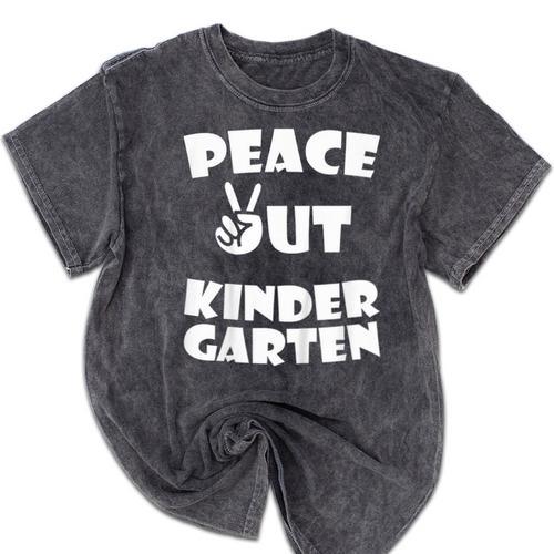 Kids Peace Out Kindergarten For Graduation Mineral Wash Tshirts - Best Gift Smart