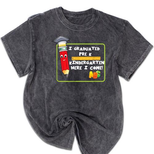 Kids Pre-K Graduation Kindergarten Here I Come Mineral Wash Tshirts - Best Gift Smart