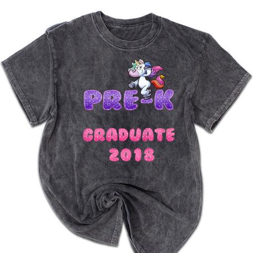 Kids Kids Pre-K PreSchool Unicorn Graduation T Shirt Mineral Wash Tshirts - Best Gift Smart