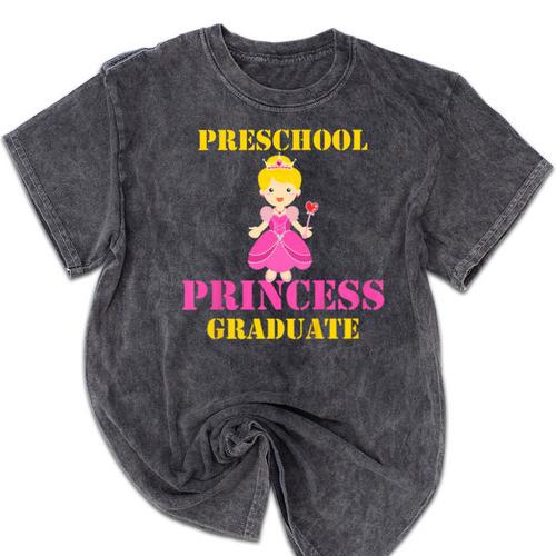 Kids Princess Graduate Prek Preschool Graduation Tshirt For Girls Mineral Wash Tshirts - Best Gift Smart
