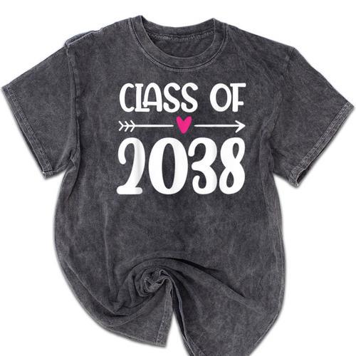 Kindergarten Class Of 2038 First Day School Graduation Girls Mineral Wash Tshirts - Best Gift Smart