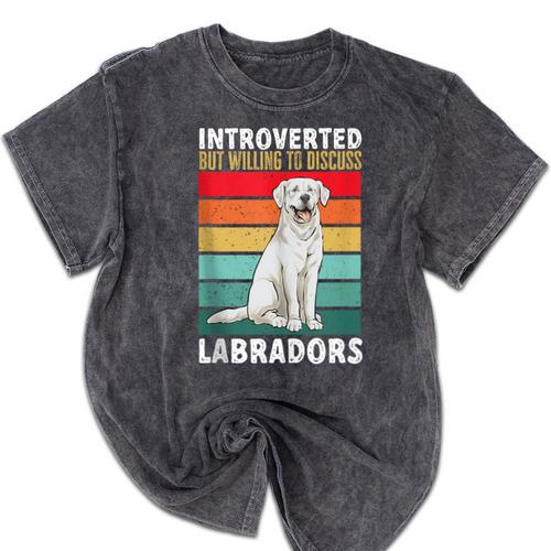 Labrador Retriever Introvert White Lab Mineral Wash Tshirts - Raresse