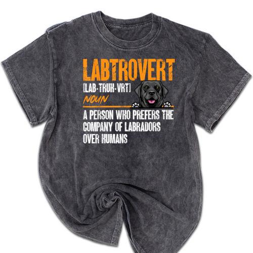 Labrador Retriever Labtrovert Definition Introvert Labrador Mineral Wash Tshirts - Raresse