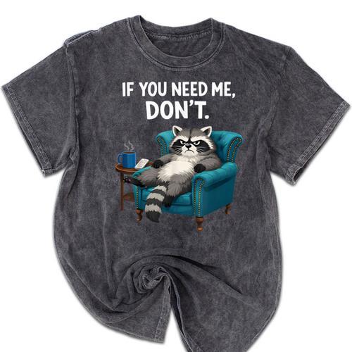 Lazy Raccoon Sarcastic Introvert Humor Japanese Animal Mineral Wash Tshirts - Raresse