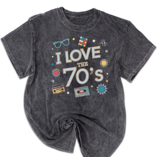 I Love The 70's Retro Nostalgia Mineral Wash Tshirts - Figerry