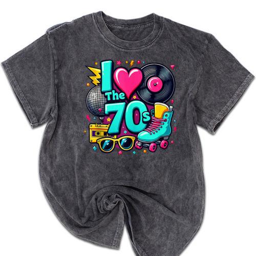 I Love The 70s Vintage Cassette Roller Vinyl Nostalgia 70s Mineral Wash Tshirts - Figerry
