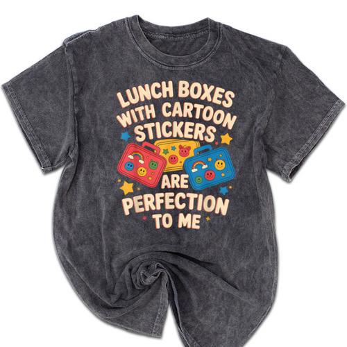 Lunch Boxes With Stickers Lunch Box Nostalgia Retro Mineral Wash Tshirts - Figerry