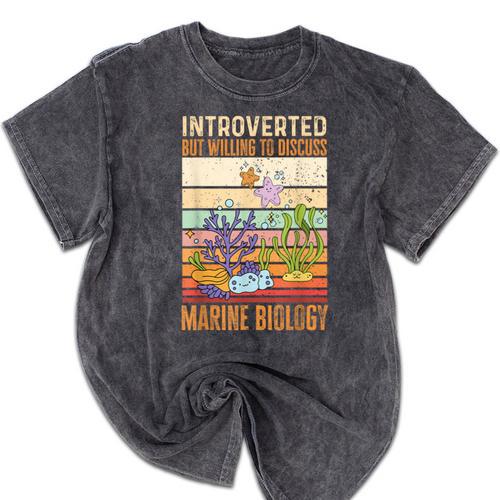 Marine Biology Ocean Introvert Marine Biologist Mineral Wash Tshirts - Raresse