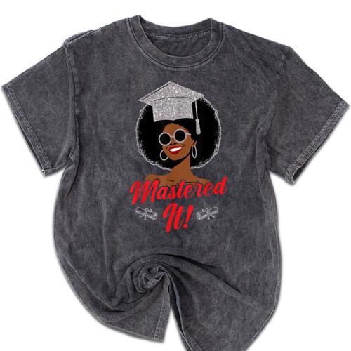 Master Degree Graduation Gifts Black Girl Mineral Wash Tshirts - Best Gift Smart