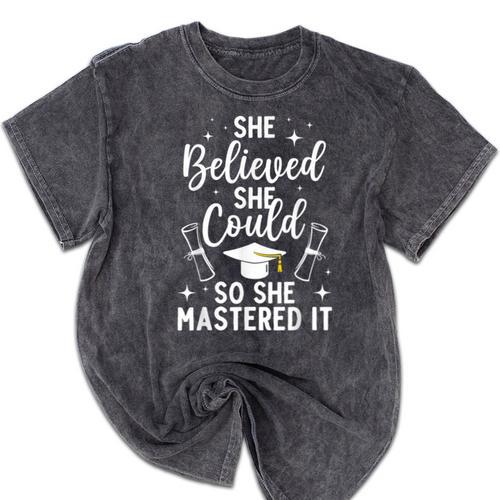 Masters Degree Graduation Art For Women Girl Masters Degree Mineral Wash Tshirts - Best Gift Smart