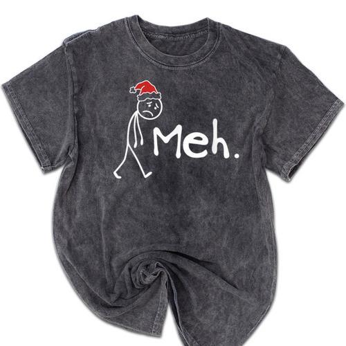 Meh Christmas Introvert Mineral Wash Tshirts - Raresse