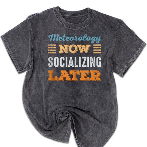 Meteorology Now Minimal Socializing Introvert Vintage Mineral Wash Tshirts - Raresse