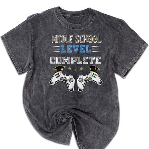 Middle School Level Complete Gaming Class Of 2022 Graduation Mineral Wash Tshirts - Best Gift Smart