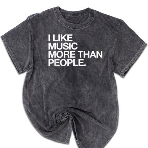 I Like Music More Than People Introvert Musician Mineral Wash Tshirts - Raresse