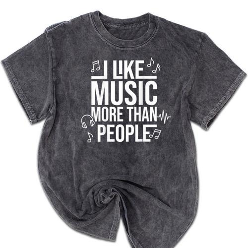 I Like Music More Than People Music Lover & Introvert Mineral Wash Tshirts - Raresse
